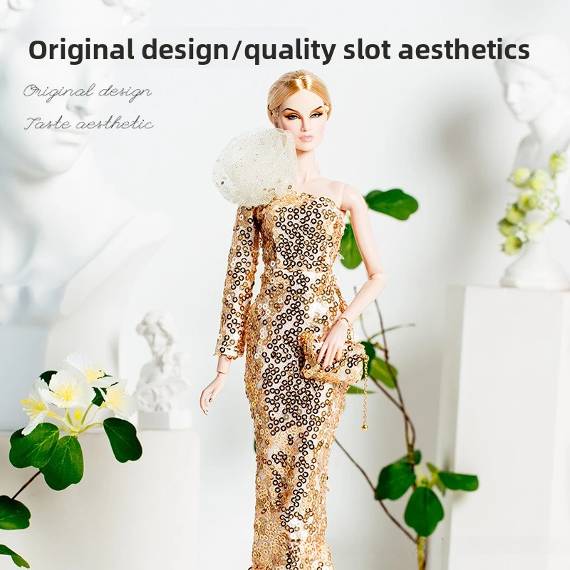 Xianxian Puppe Kleidung Anzug 1/6 Anime BJD 32cm Supermodel Puppe Kleidung Zubehör Goldene Kleid Set Mädchen DIY Spielzeug Sammler