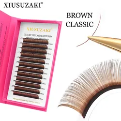 XIUSUZAKI Brown Classic Individual Eyelash Extensions Split Tips Soft Natural Light False Lash Extensions Volume Lash Supplies