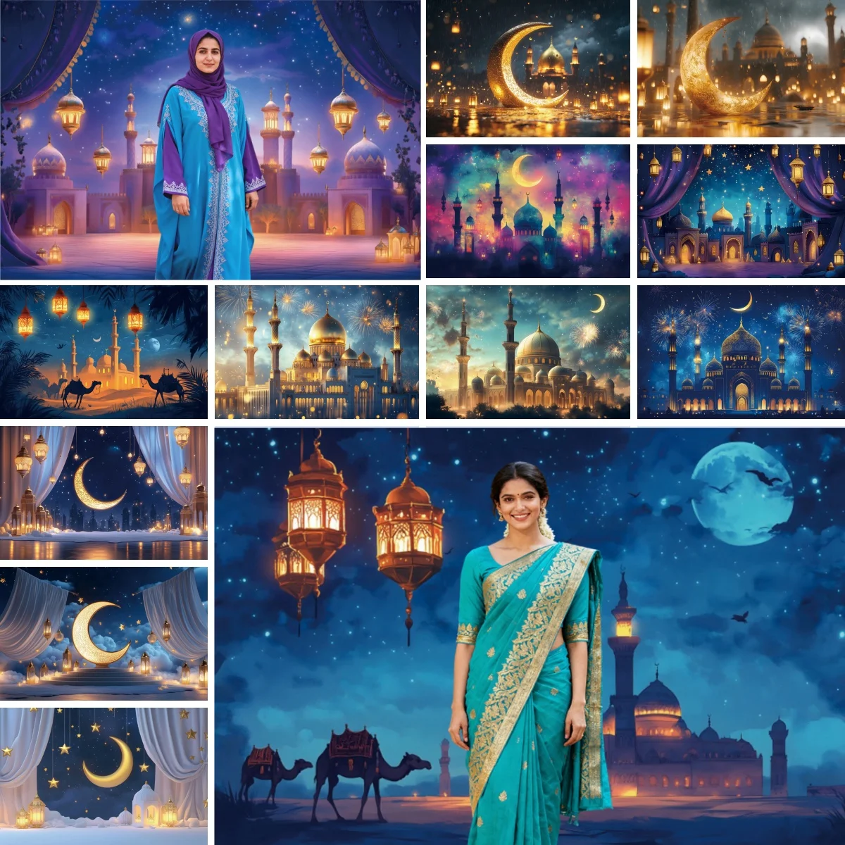 Eid Mubarak Backdrops Islamic Mosque Ramadan Aladdin Moroccan Nights 2026 Muslim Kareem Al Fitr Festival Party Decor Background