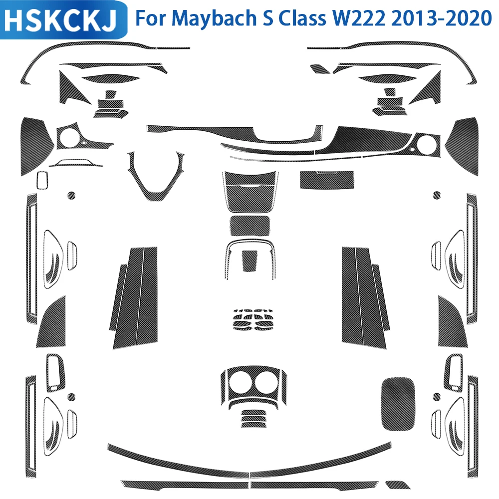 

For Maybach S Class W222 2013-2020 Full Set Suit Real Soft Carbon Fiber Trim Stickers Vehicle Interior modification Accessories