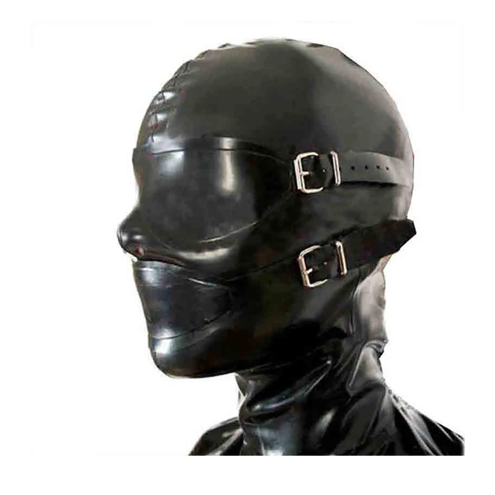 

MONNIK Latex Hood Unisex Mask with Mouth Open and Eyes Porous for Fetish Catsuit Party