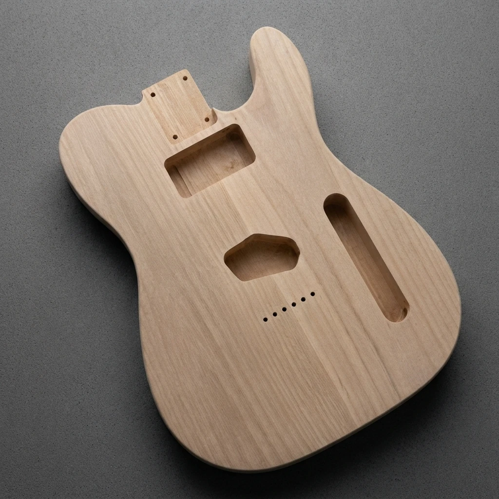 2 Piece Solid Wood TL Guitar Body, Unfinished, Pre-Routed Cavities, Standard Neck Pocket, for DIY Custom Guitar Projects