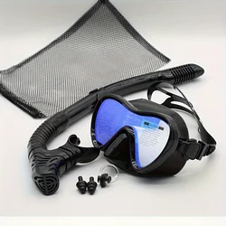 Professional Silicone Scuba Diving Mask And Breathing Tube, Anti Fog Tempered Glass Snorkeling Goggles, Snorkeling Equipment