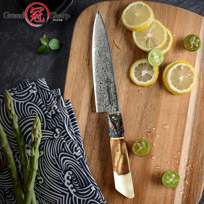 Grandsharp Chef\'s Knife 67 Layers AUS-10 Japanese Damascus Kitchen Knife Kitchen Stainless Steel Gyuto Utility Kiritsuke Tools