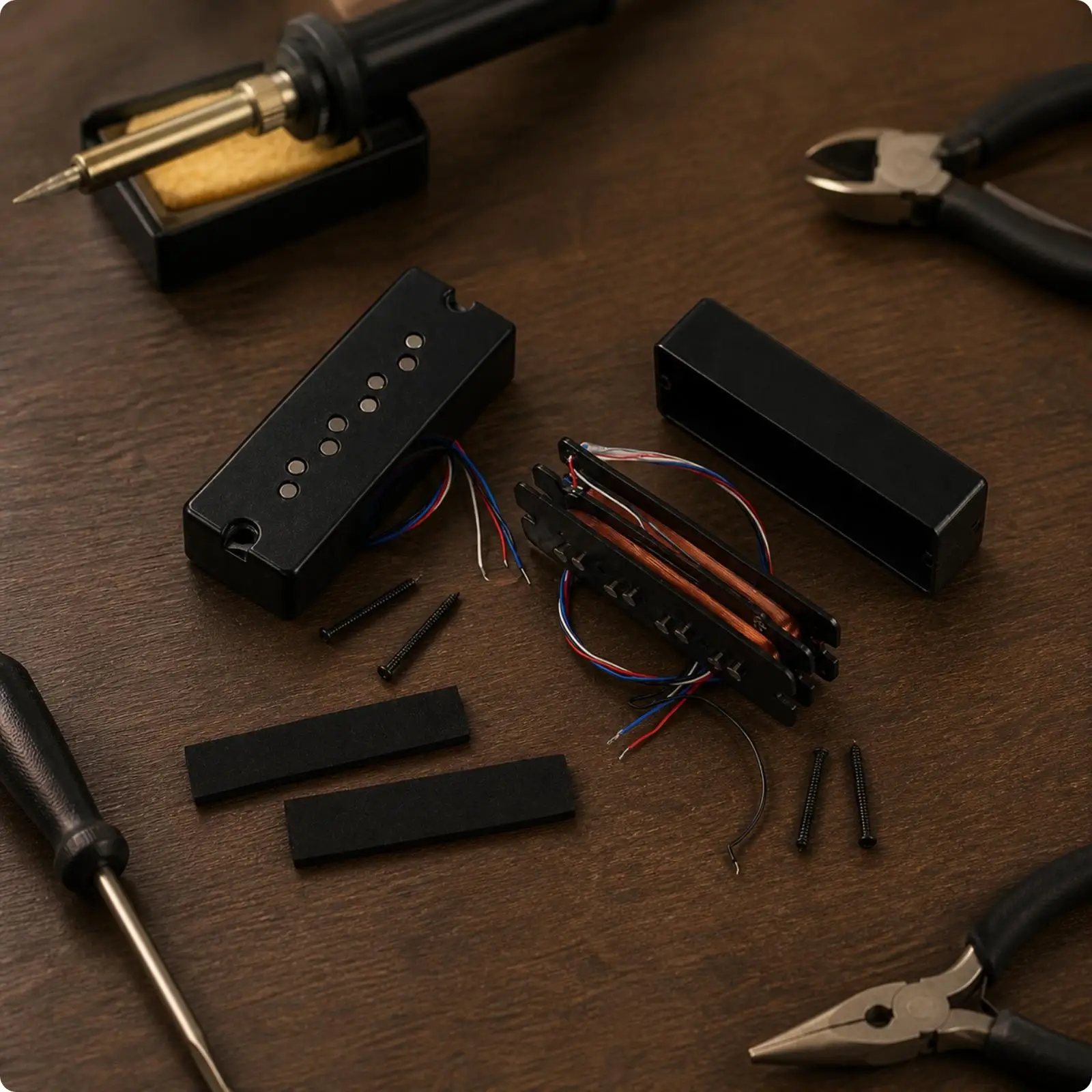 2 Pieces Bass Guitar Pickup Assembly | Straightforward Installation, Compact Low-Profile Build, Bass Pickup Set with Mounting