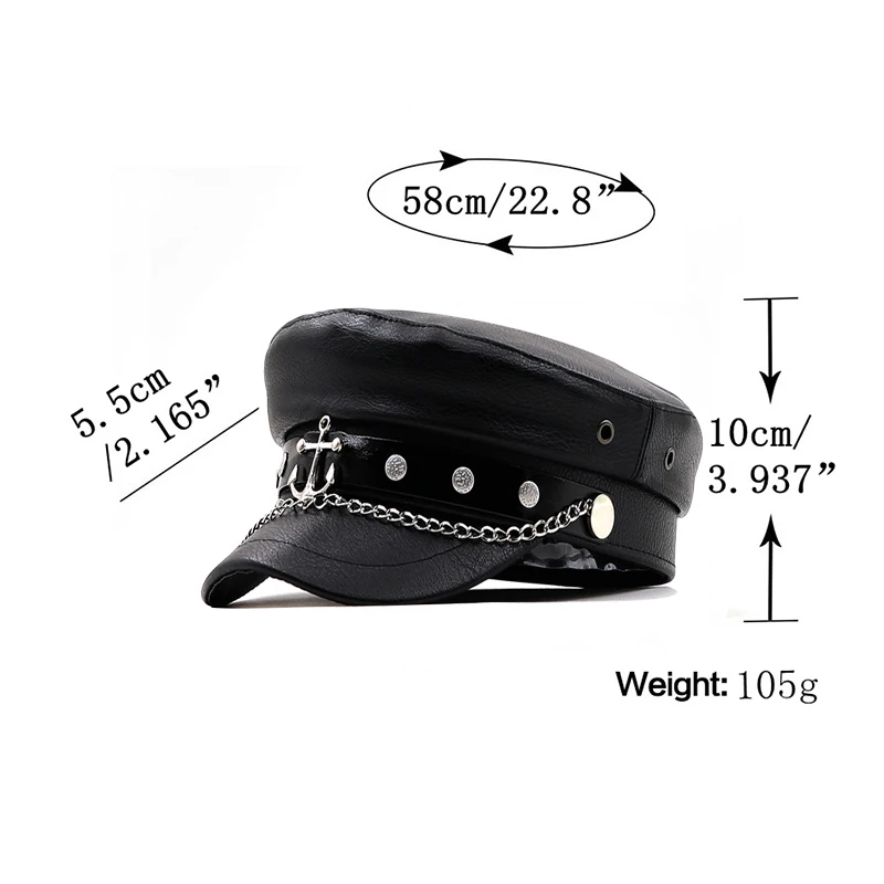 Casual Military Caps Woman Pu Beret Flat Hats Captain Cap Trucker Vintage Black Sport Dad Bone Male Women\'s Hip hop hat