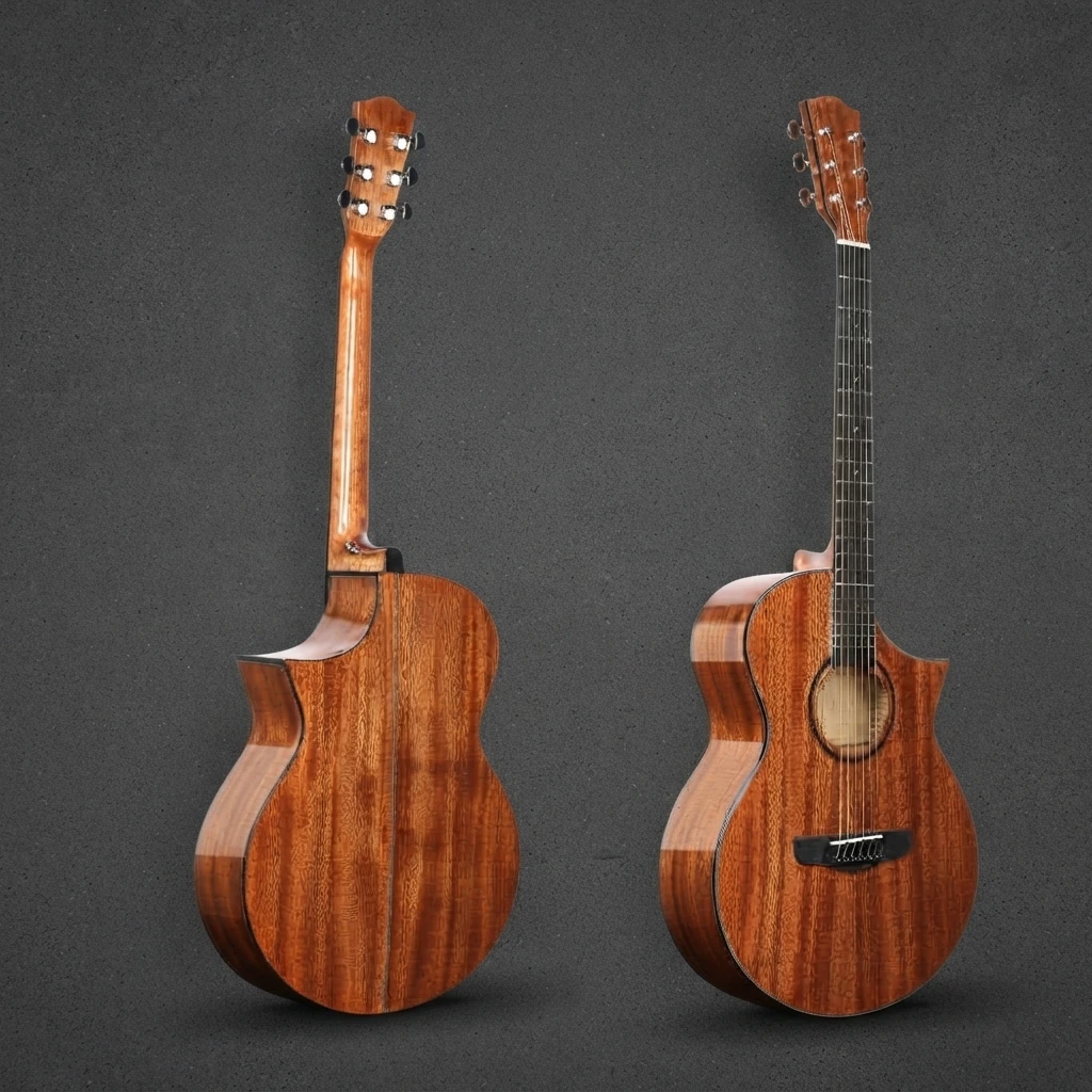 Gloss Steel String Acoustic Guitar, 6 Strings, Special Cutaway, Folk Style, Chrome Tuners, Dot Inlay for Beginner Practice