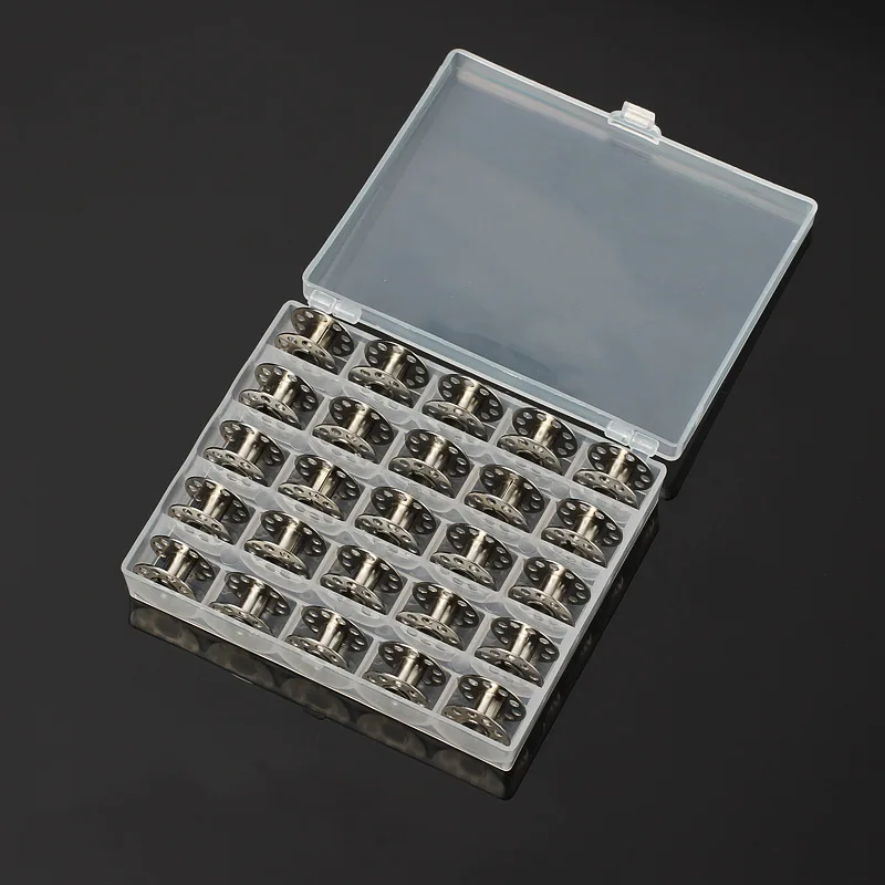 25Pcs/Set Empty Bobbins Sewing Machine Plastic Case Storage Box for Sewing Machine Spools with Thread Storage Case Sewing Tools
