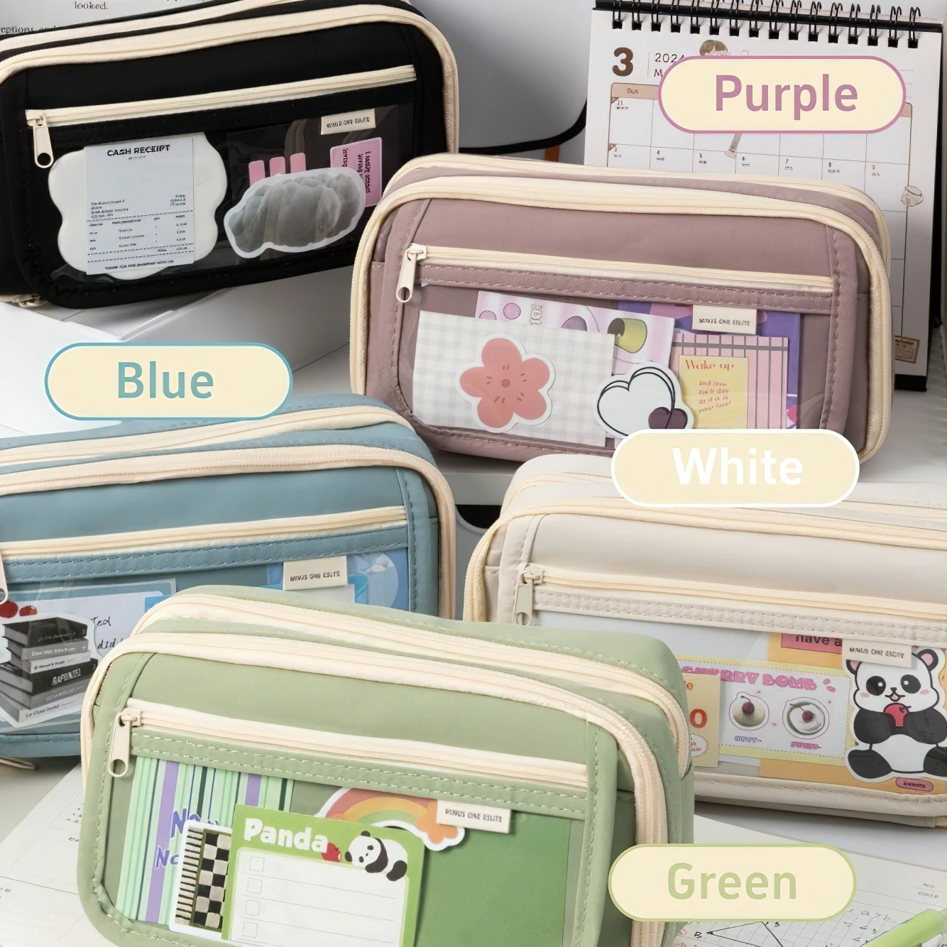 Large Capacity Flip Cover Button Pen Case Portable Stationery Oxford Fabric Storage Pouch School A7662