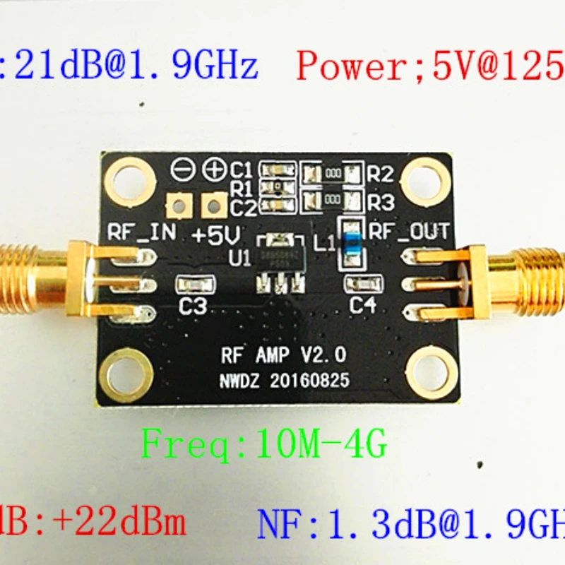 Ultra Low Noise Amplifier LNA High Linearity 21DB 10M-4G High Gain Broadband Amplification