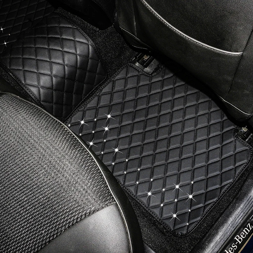 Car Floor Mats Carpet Bling Crystal Diamond Sparkly Anti-Slip Pad Pink Car Mats Universal Car Accessories