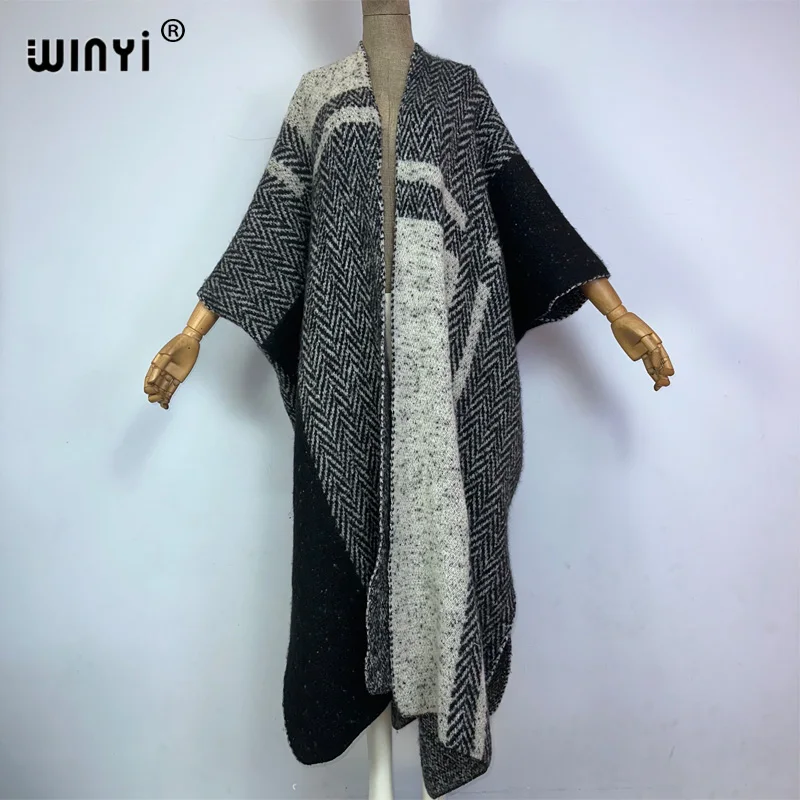 2023 nova winyi inverno feminino vento escuro luxo longo casaco de pele solto grosso quente casacos femininos sobre o topo poncho vestido manto kaftan