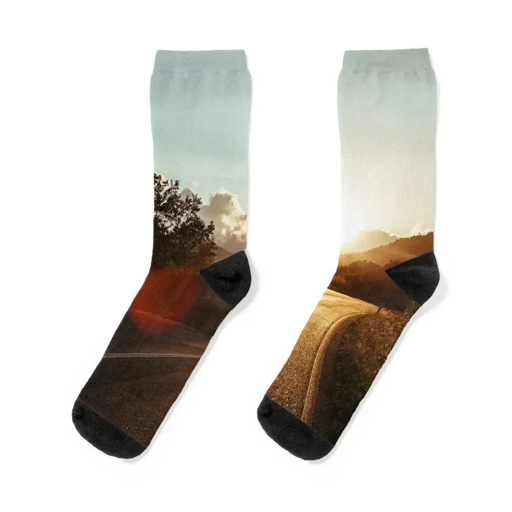 

Road at sunset Socks winter golf custom sports new in's Socks For Girls Men's