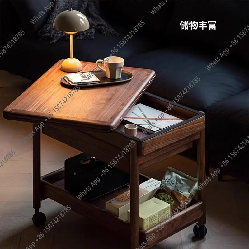 Rt Living Room Mobilny Stolik Kawowy z Litego Drewna do Salonu, do Małego Mieszkania, Składany, Średni i w Stylu Antycznym, Samochodowy