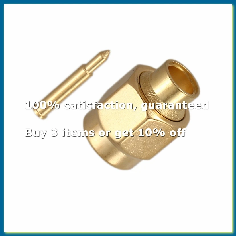 9Pack X(10x SMA male plug solder RF Coax connector for semi-rigid RG402 0.141 inch cable Gold)