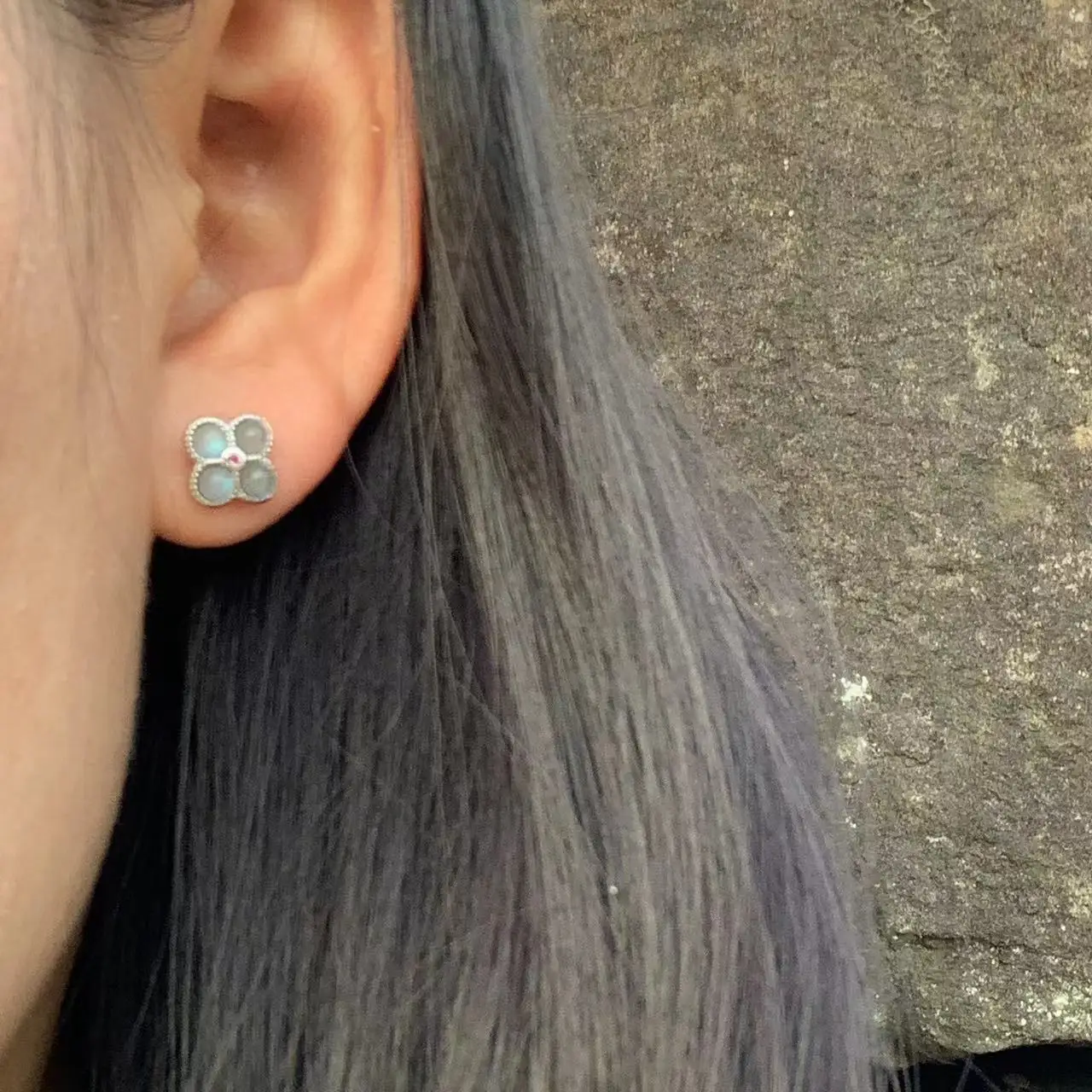 أقراط من الفضة الإسترليني عيار 925 من حجر القمر الطبيعي الأصلي للنساء هدية مجوهرات