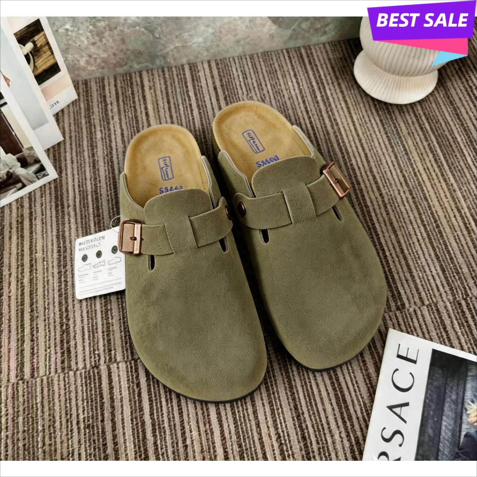 Unisex Summer Retro Cork Platform Sandals Closed Toe Non Slip Thick Sole Outdoor Streetwear Beach Slides