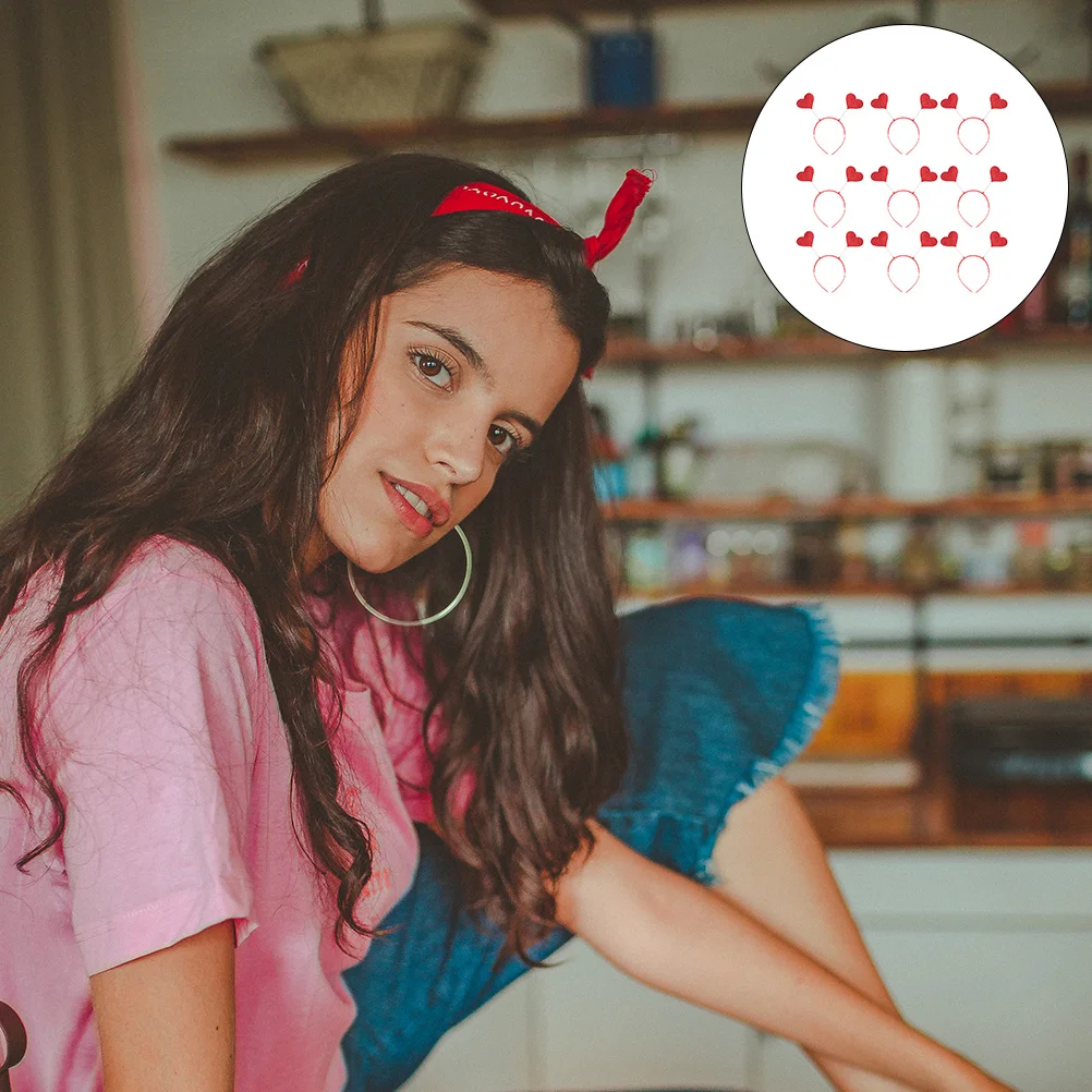 

Милые вечерние повязки на голову, 9 шт., обручи для волос с красным сердечком, детские костюмы на день Святого Валентина, декор для головы на тему Купидона для девочек