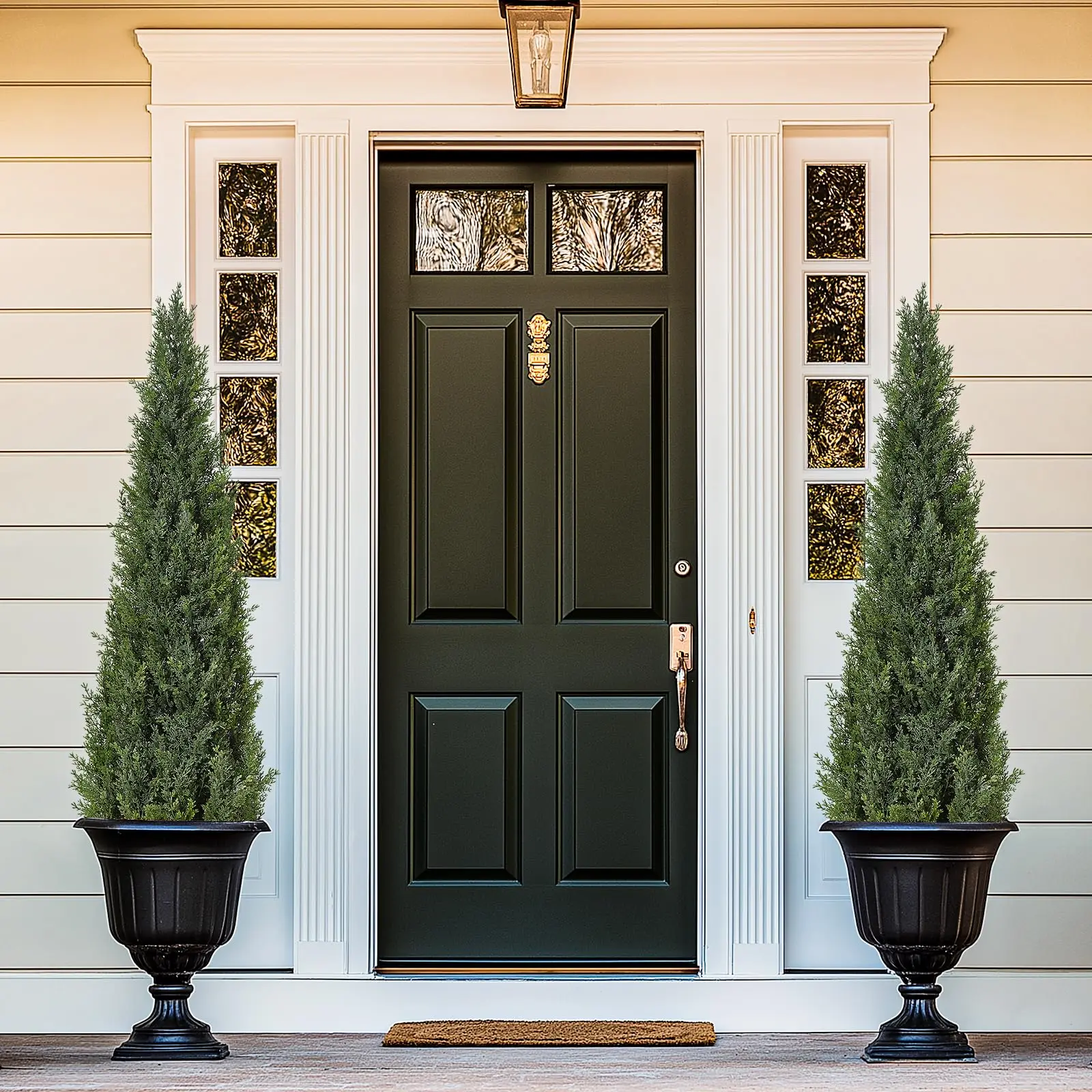 2 Pièces Arbre Artificiel en Cèdre Protégé Contre les UV, Faux Cyprès et Pin Réalistes, Plante Décorative en Pot pour Intérieur et Extérieur