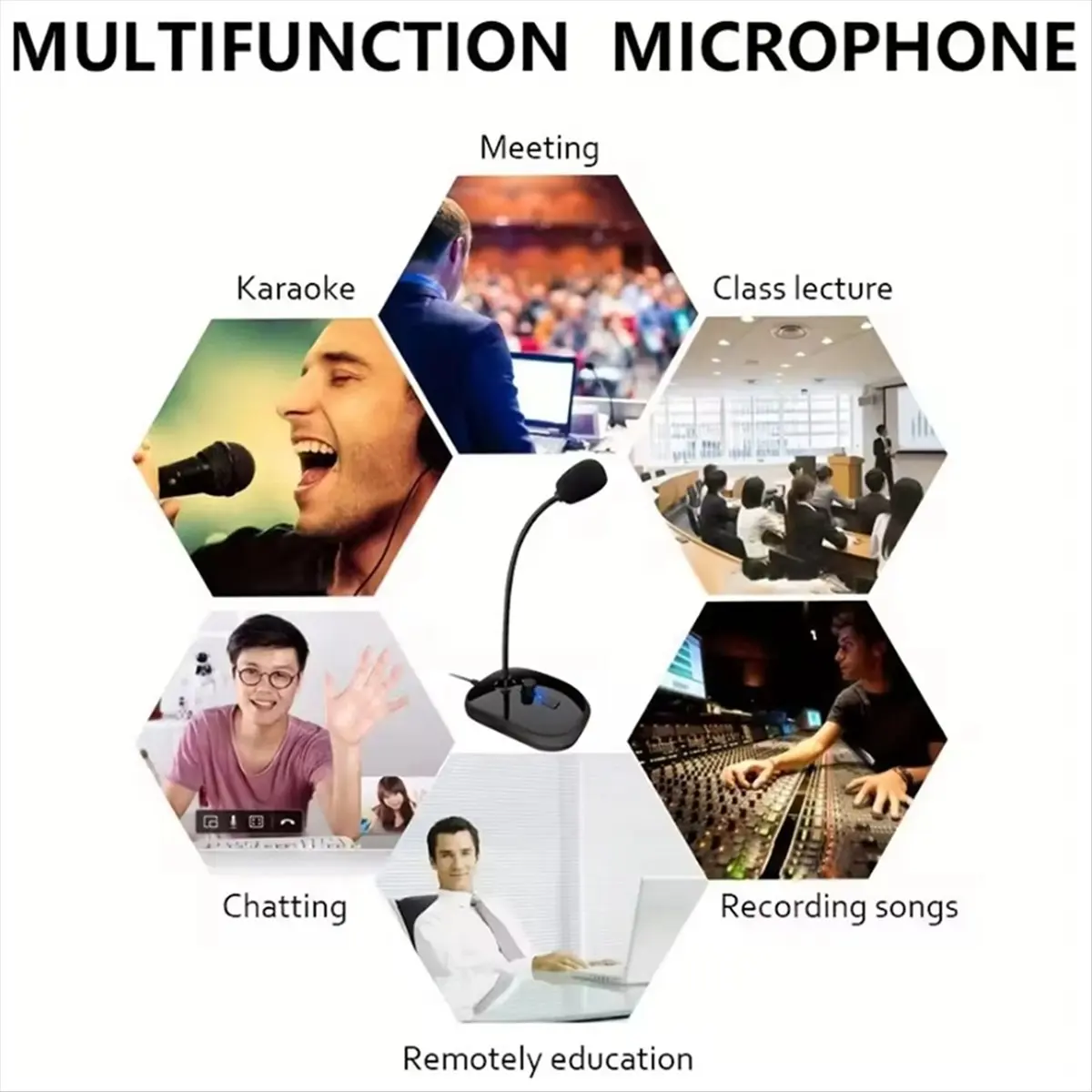 A48U Omnidirectional USB Gooseneck Microphone with Volume Control & Mute Button Plug&Play for Streaming on Computer, Laptop
