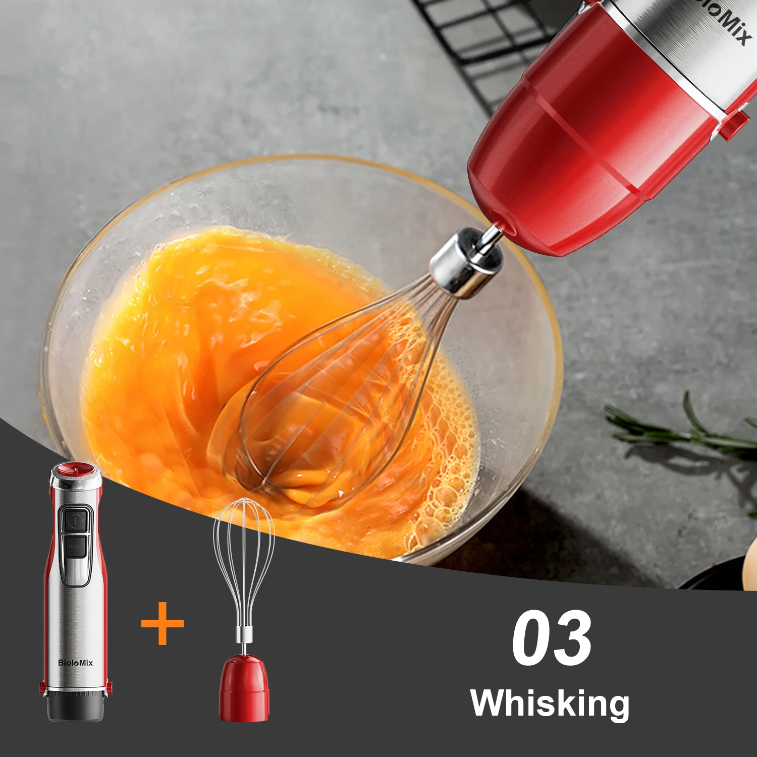 with Chopper Smoothie Cup Ice Blades for Baby Food BioloMix 4-in-1 Hand Stick Blender, 1200W Stainless Steel - Immersion Mixer
