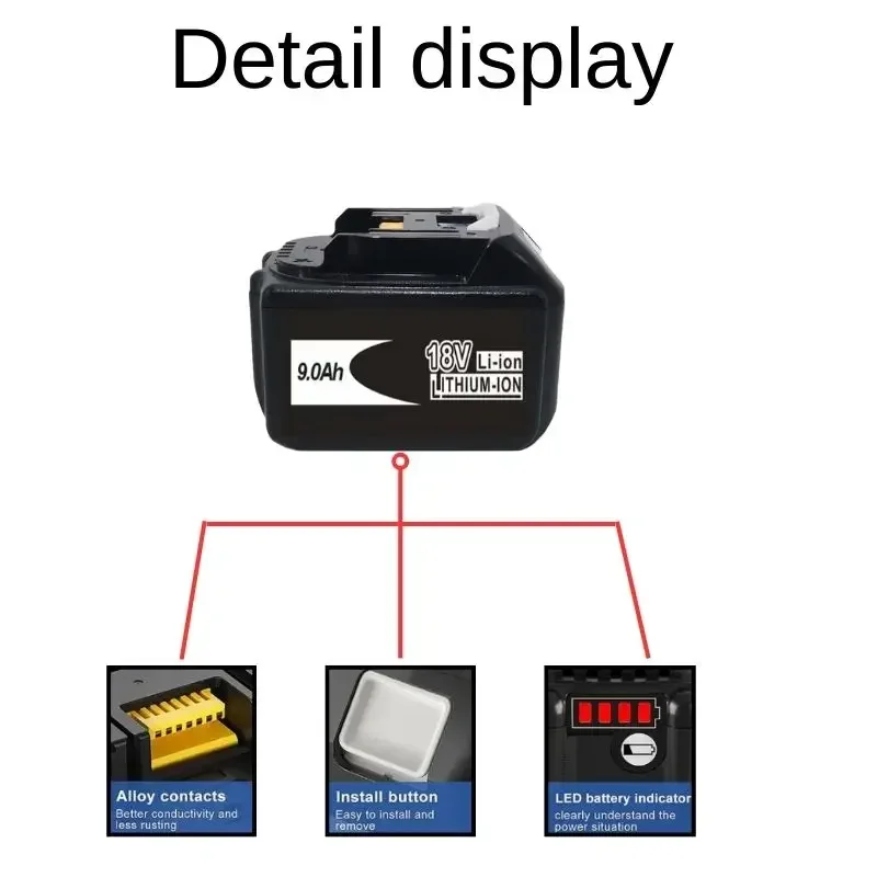 بطارية ليثيوم قابلة لإعادة الشحن لماكيتا ، أحدث ترقية ، BL1860 ، BL1840 ، BL1850 ، BL1830 ، BL1860B ، LXT 40 ، mAh ، 18 V