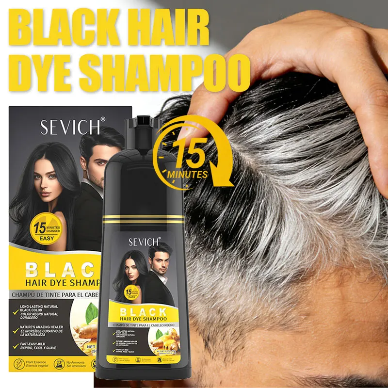 

500ml Natural Black Hair Dye Shampoo for Women Men Instant Gray To Black Hair Color Shampoo Men Beard Coloring Shampoo Hair Dyed