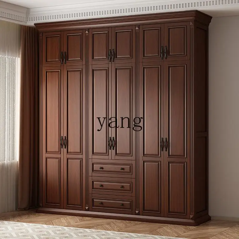 

LTT American Solid Wood Wardrobe Simple Home Bedroom Vintage Wardrobe Storage Storage Cabinet