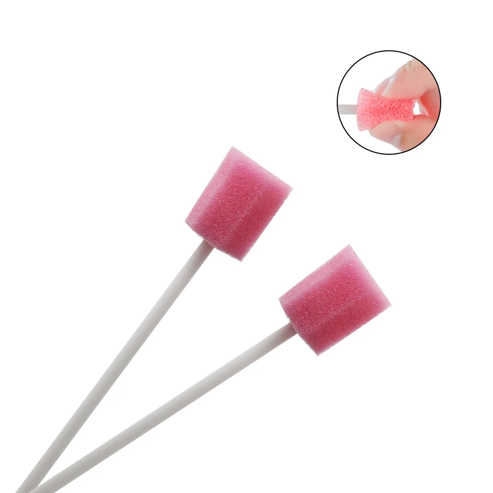 

100Pcs/Bag Disposable Oral Care Sponge Swab Tooth Cleaning Mouth Swabs With Stick Sponge Head Cleaning Cleaner Swab