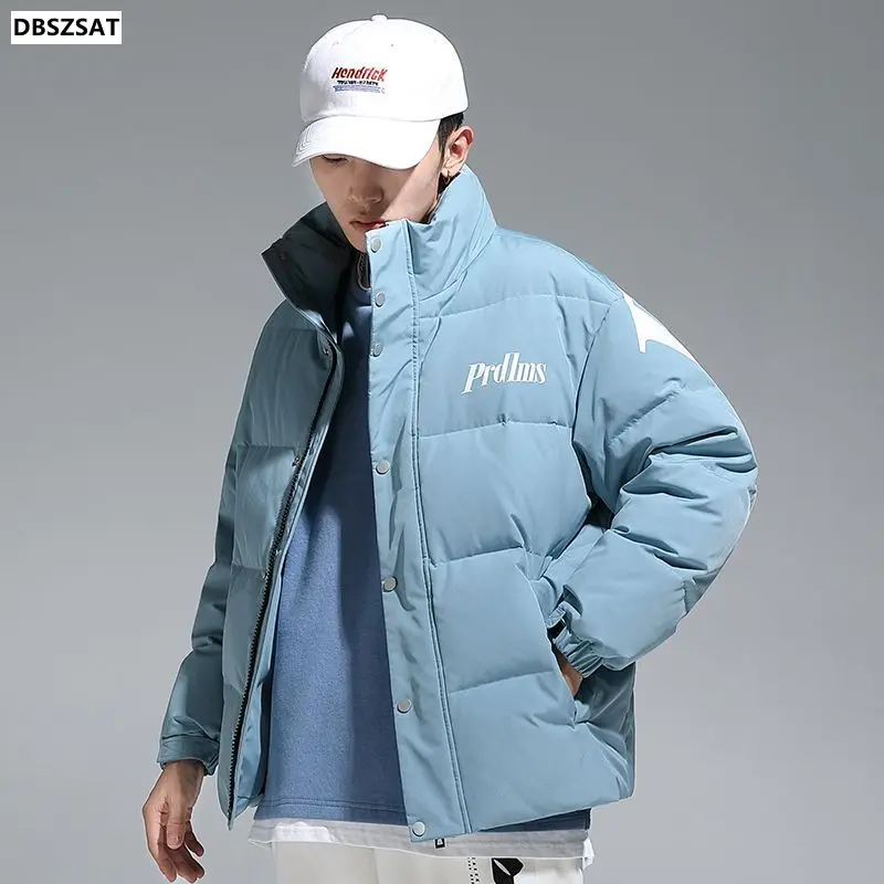 M-3xl Mens White Duck Down Jacket Winter Male Coats Zipper Stand Collar Short Style Letter Loose Warm Outerwear Clothes