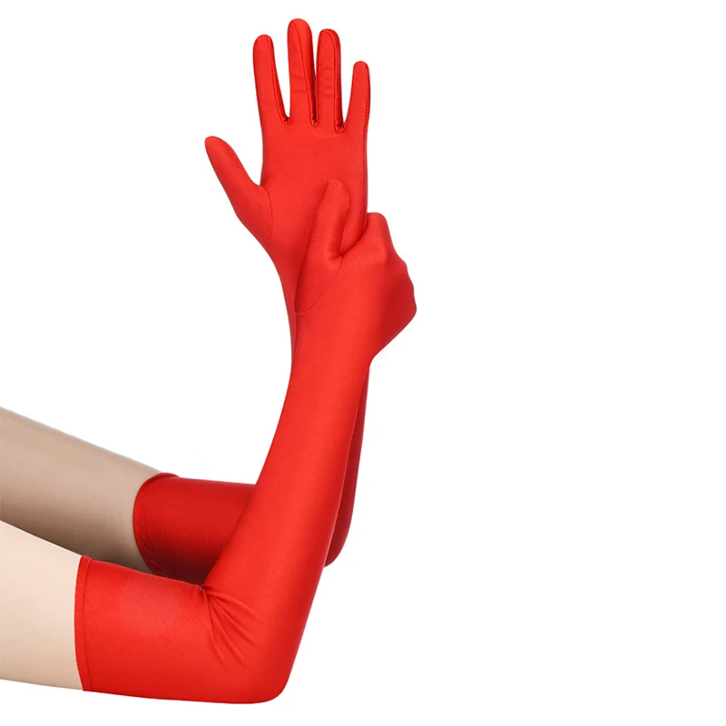 Hochela tische Spandex Sonnenschutz handschuhe Party Nachtclub Hochzeit Leistung schwarze Handschuhe – Detail 6