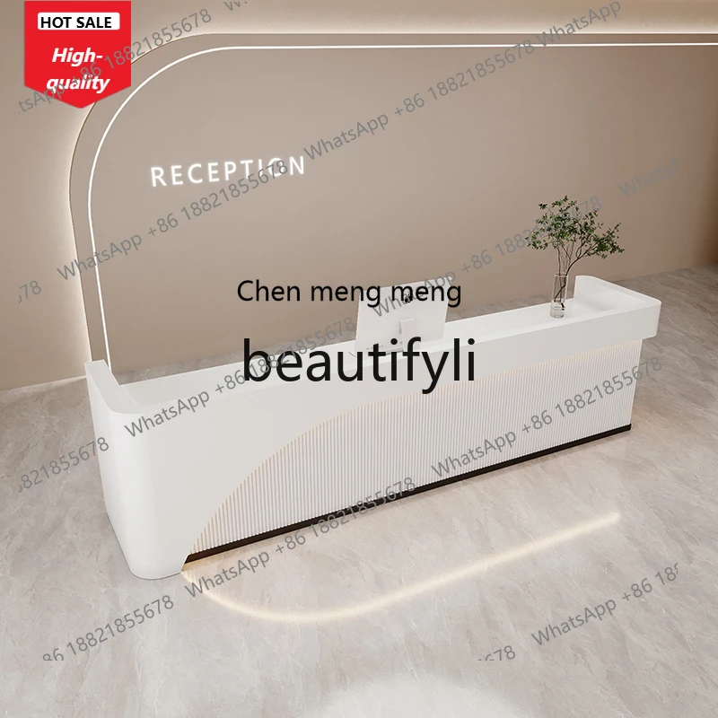 C45 Simple modern light luxury beauty salon curved checkout page paint bar company front desk