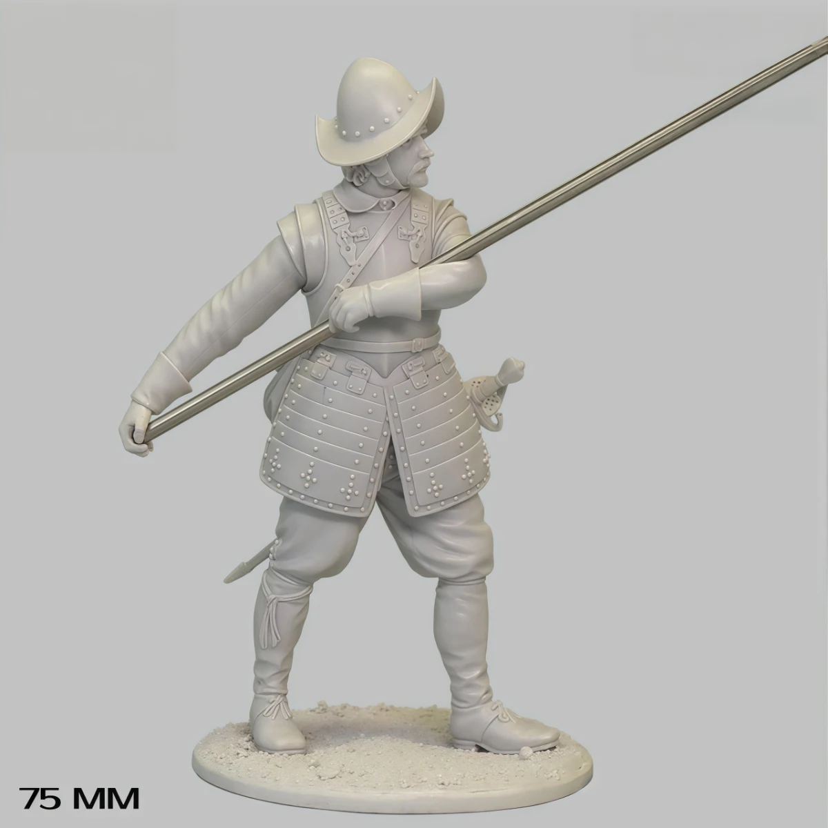 75-mm-Modellbausatz aus Kunstharz, Militärthema, europäischer Stabmann aus dem 17. Jahrhundert, unmontiert und unbemalt, GK