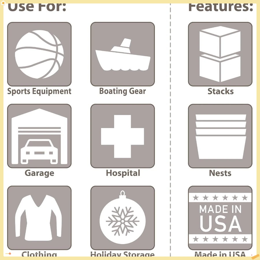 กล่องเก็บของขนาด 12 แกลลอน แบบซ้อนได้ ผลิตจากพลาสติก มีฝาปิด ใส เหมาะสำหรับเก็บของในโรงรถ ตู้เสื้อผ้า