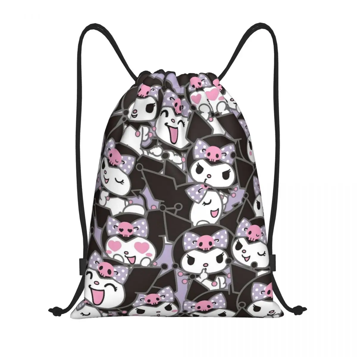 

Custom Kuromi Drawstring Bag Men Women Foldable Gym Sports Sackpack Little Devil Shopping Storage Backpacks