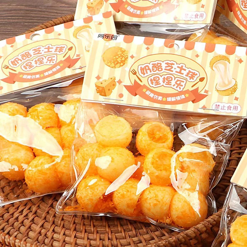 1PC Imitation Food Gift Breadcrumbs Cheese Cheese Fans Your Small Steamed Buns Decompression Squeezing Fingertip  Toys