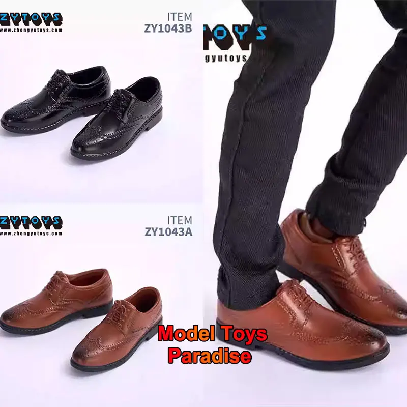 ZY1043 1/6, zapatos de cuero de negocios para soldado para hombres, zapatos Brogue huecos, accesorios de modelo aptos para cuerpo de figura de acción de 12 pulgadas