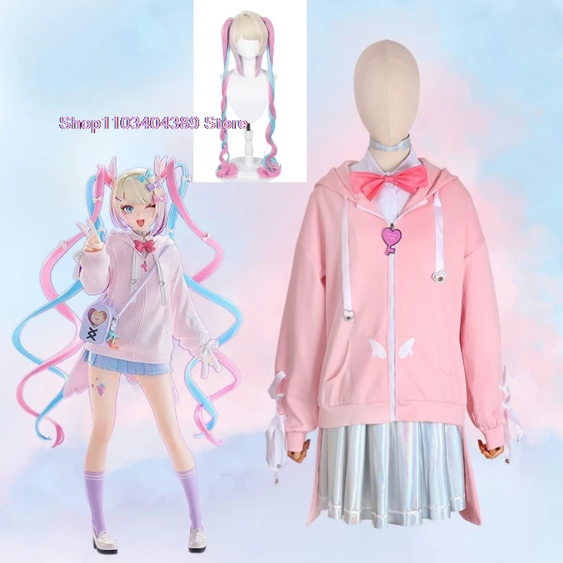 Anime Game Needy Girl Overdose KAngel Cosplay Costume Ame Wig Hoodies JK Uniform Skirt Woman Sexy Kawai Christmas Party Suit