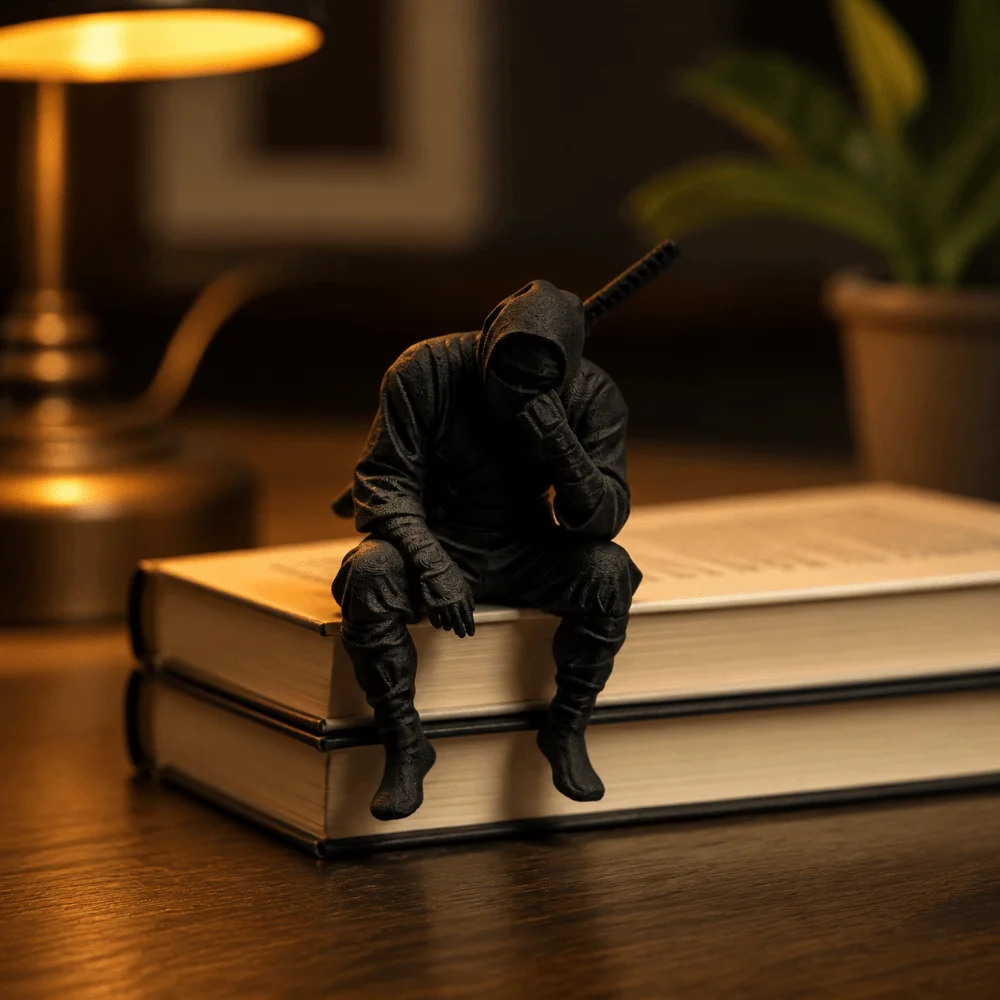 Collection 3D Printed Ninja Figurine Decoration Funny Seated Warrior Sculpture Japanese Style Desktop Ornament Gift