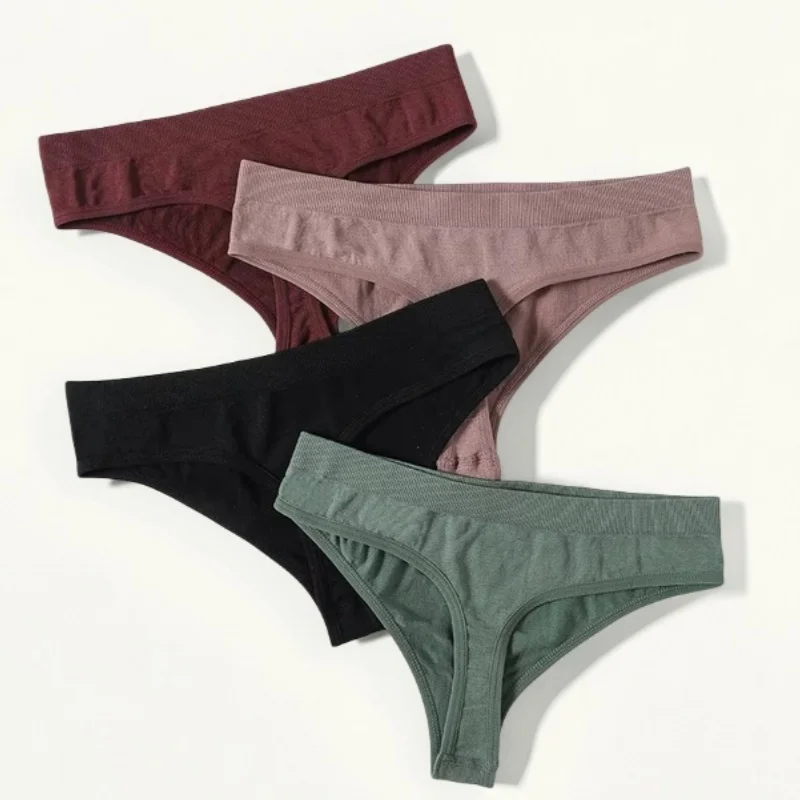 

1Pc/2Pcs Solid Thongs Women Panties Low Rise G-String Sports Seamless Underwear Female Comfort Underpants Sexy Lingerie M-XL