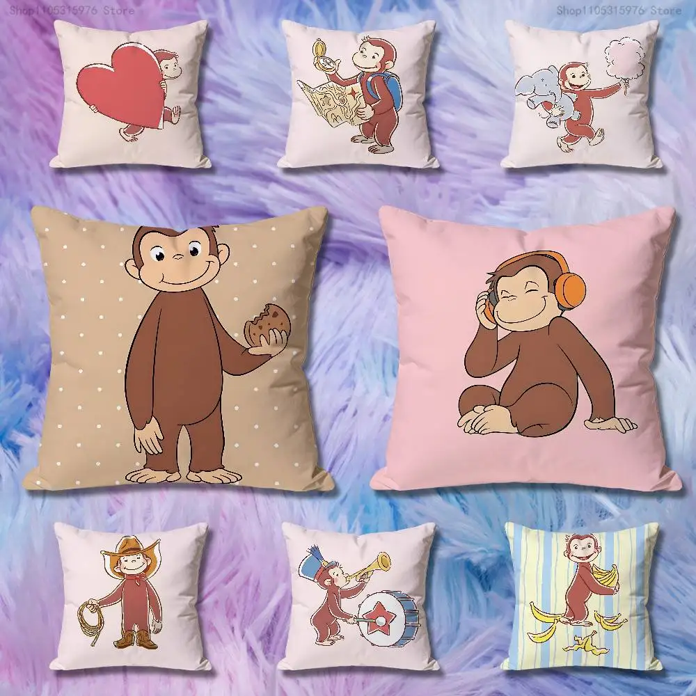 Monkey C-Curious Cute G-George Cushion Cover Suitable For Sofa Car Bedroom Office Cushions Decorative Pillow Case