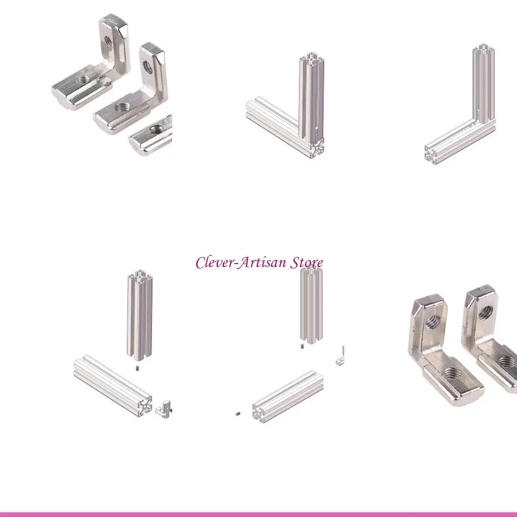 

E06B 10 x T-Slot L-Shape Corner Bracket 90 Degree Zinc Alloy Interior Joint Bracket Aluminum Extrusion Profile with Screws
