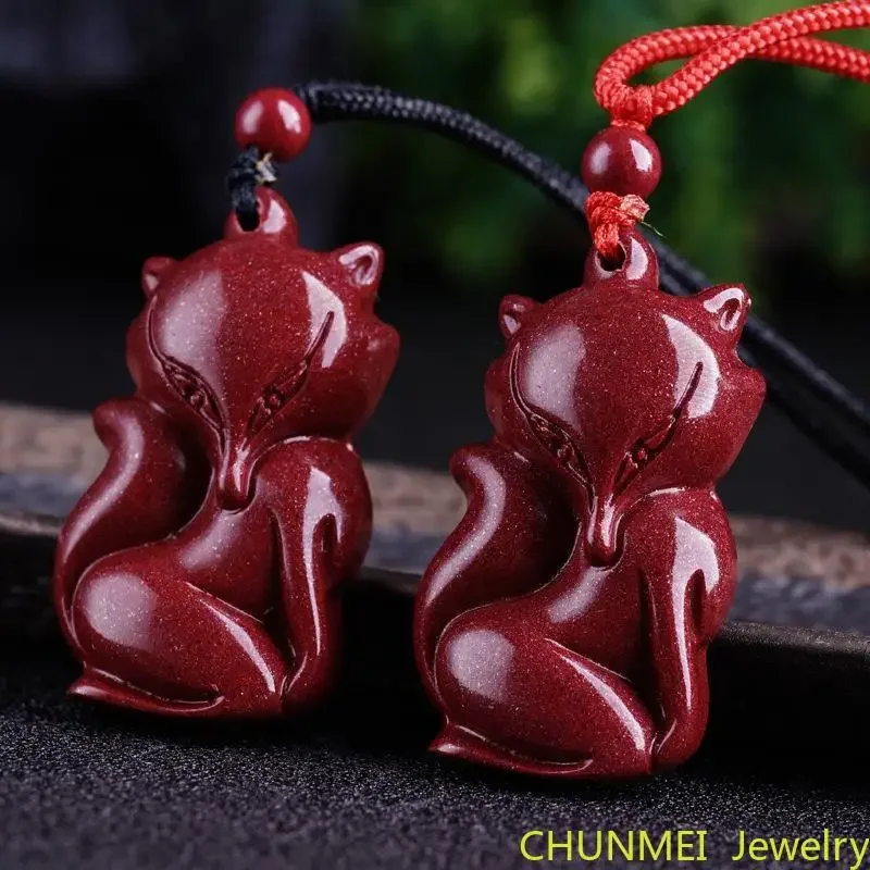 

Genuine raw ore natural cinnabar charm fox pendant high-quality 96% content imperial Handmade Carving Cinnabar Pendant