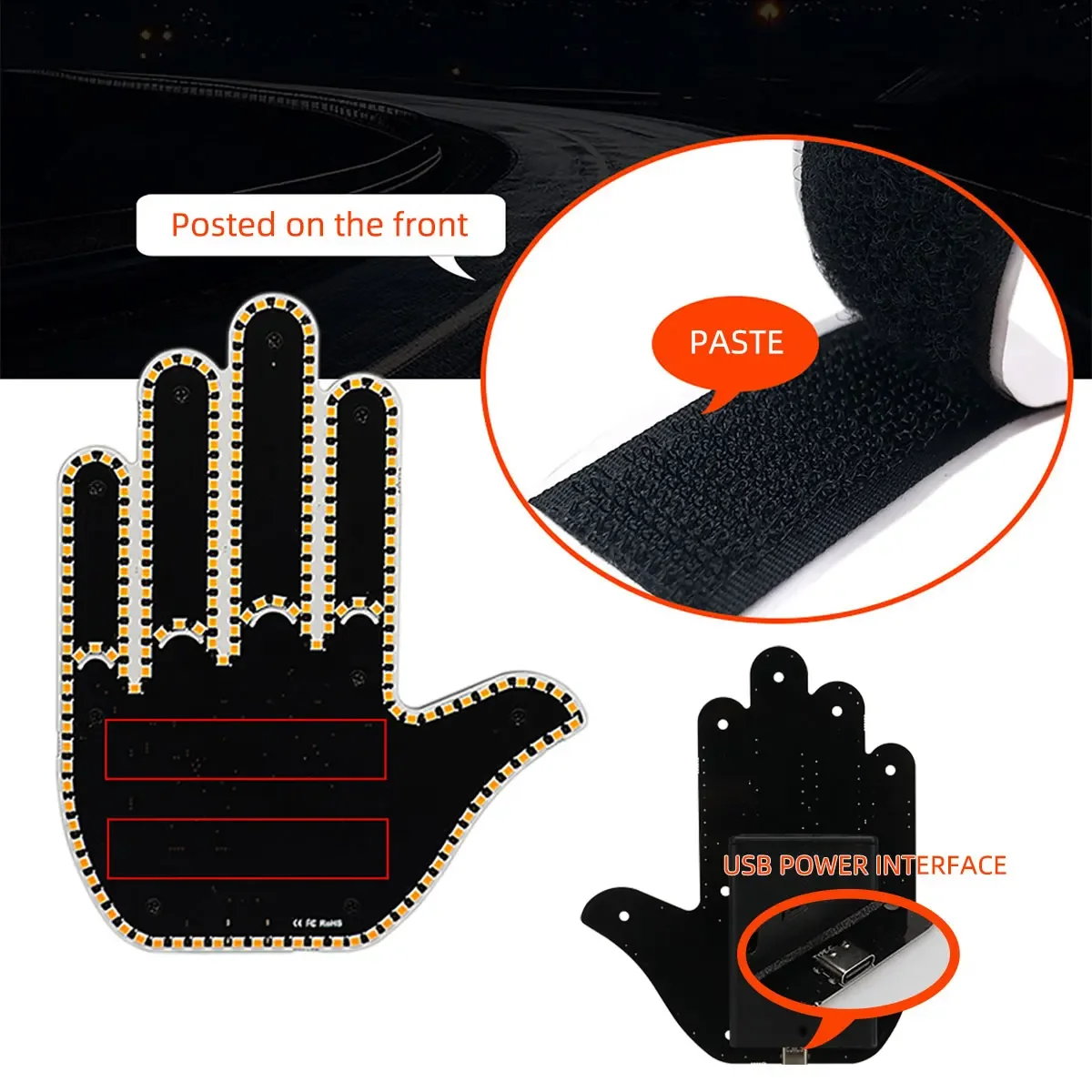TCYATO  Car Finger Light with Remote Control Cool Fun Interior Light Finger Up LED Middle Finger Light