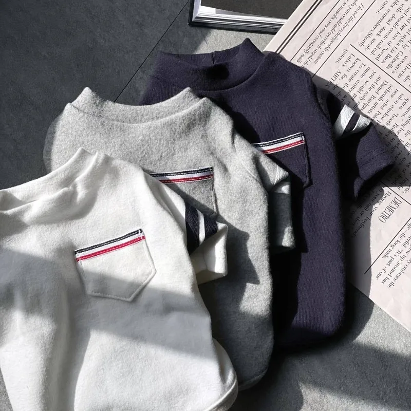 Fashion Pet Warm Pocket Sweatshirt Dog Striped Clothing Teddy Soft Bottoming Shirt Small to Medium Dog Winter Vest Puppy Coat