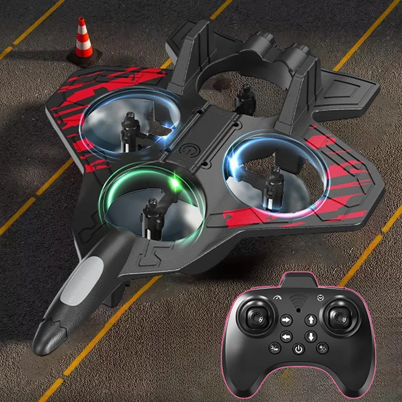 Aereo Telecomandato per Bambini, Elicottero Volante RC, Aereo Giocattolo in Schiuma 2.4G con Luci, Drone Acrobatico
