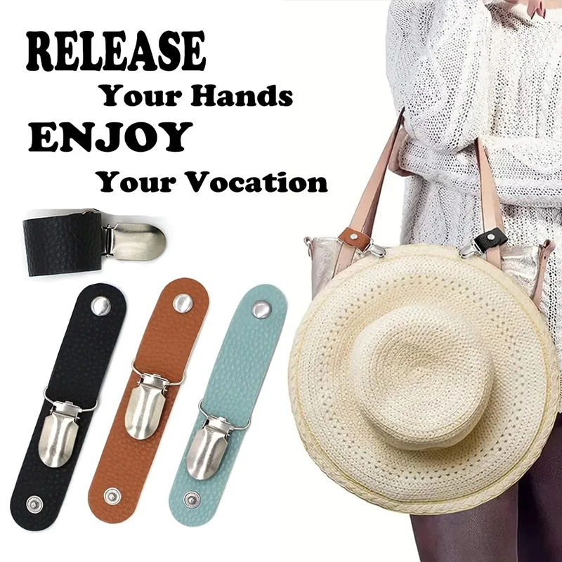 Bag Clip PU Travel Leather Hat Clips Luggage Handbag Backpack Clip Multifunctional Grabber Holder Outdoor Beach Accessories