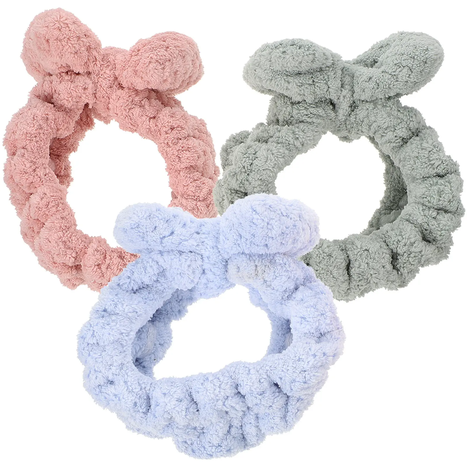 3Pcs Lightweight Soft Face Washing Headband Set for Women Makeup Skincare Spa Bath Routine Elastic Hairband Comfortable Bowknot