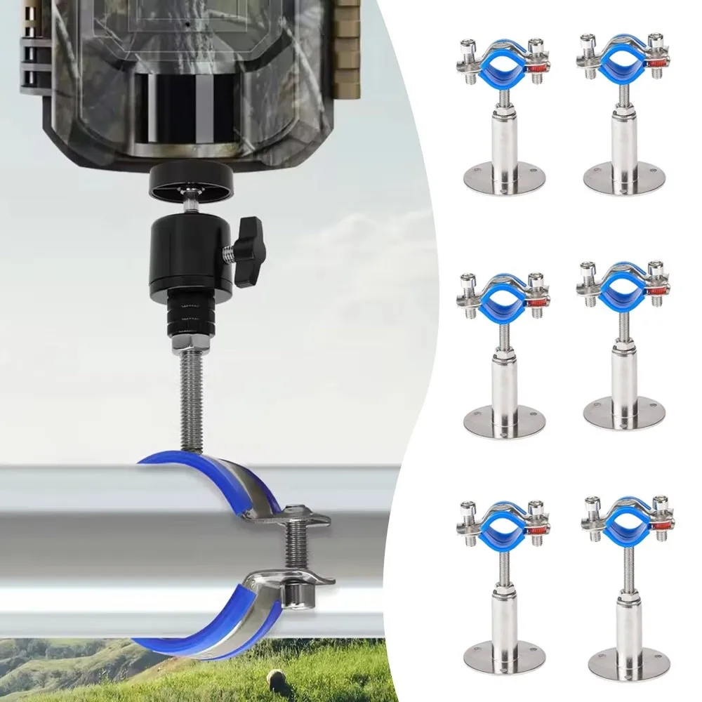 50-95mm Pipe Hanger Bracket Clamp 304 Stainless Adjustable Rod Support Clip With Base Plate Suspension Telescopic Pipe Bracket