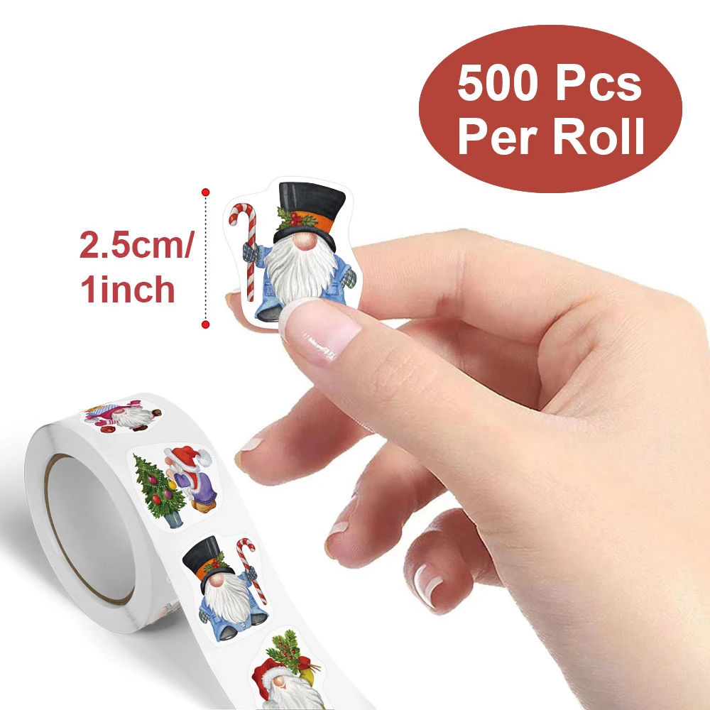 500 قطعة/لفة عيد الميلاد الكرتون ملصقات لطيف سانتا كلوز ختم التسمية الشارات لحقيبة لاصقة تزيين طفل مكافأة هدية لعبة